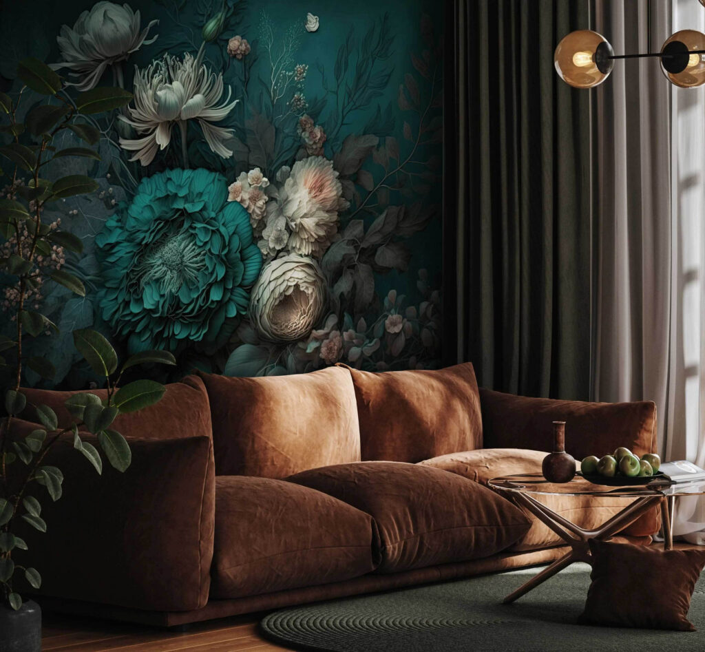 Elegant floral composition with deep hues Elegant floral composition with deep hues