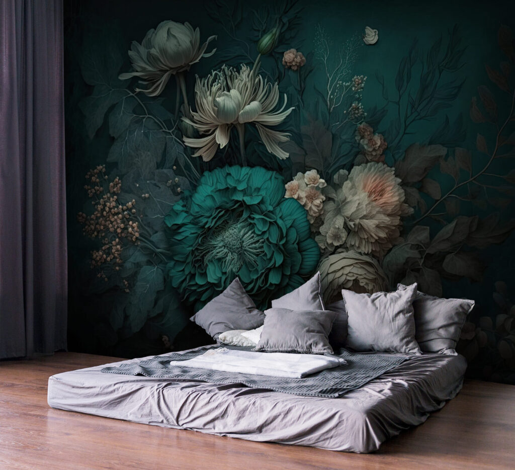 Elegant floral composition with deep hues Elegant floral composition with deep hues