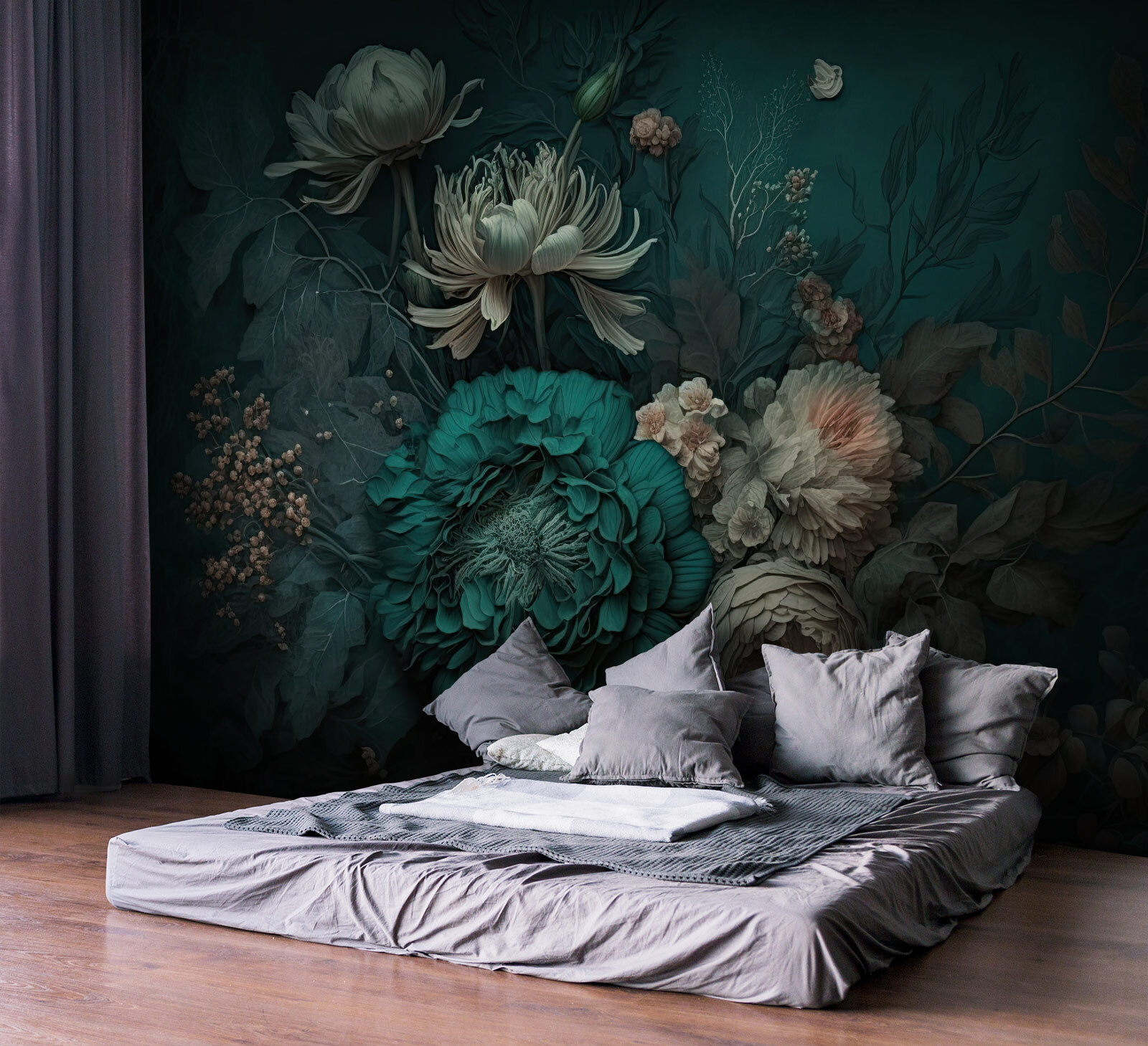 Elegant floral composition with deep hues Elegant floral composition with deep hues