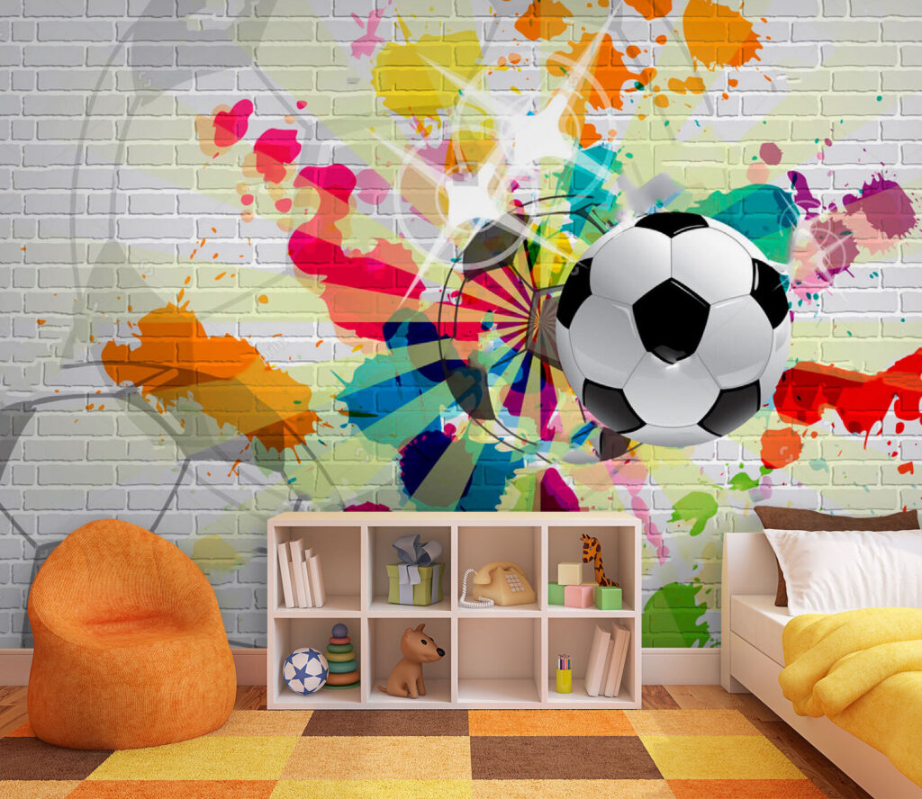 Football ball on a brick wall