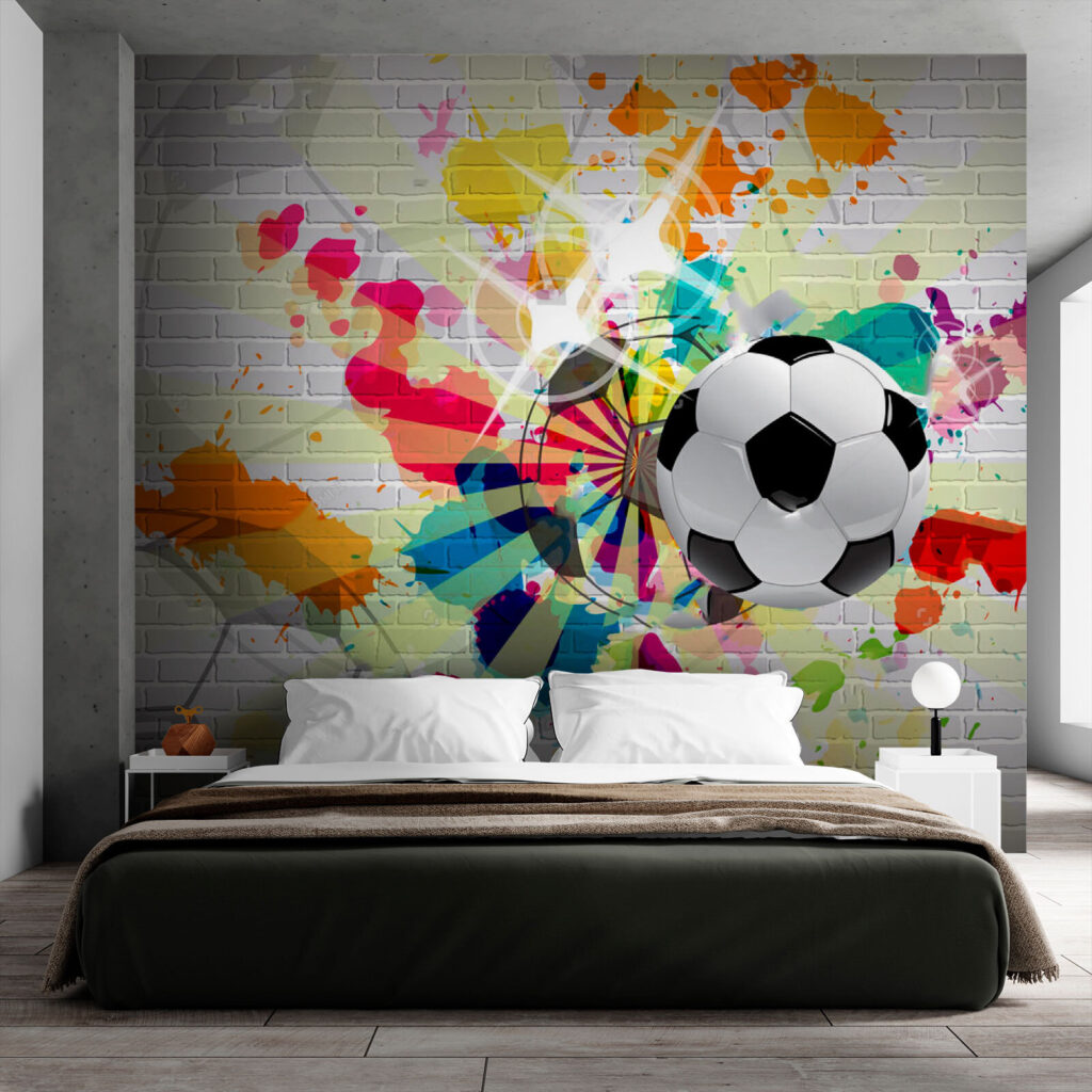 Football ball on a brick wall