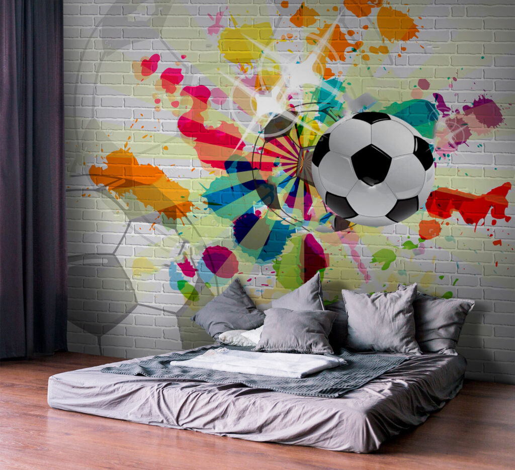 Football ball on a brick wall