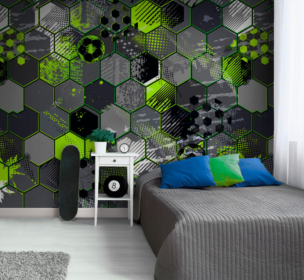 Pattern of hexagons and football balls Pattern of hexagons and football balls