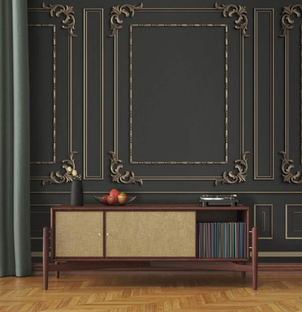 Elegancki, ozdobny wzór ścienny w ciemnych odcieniach Elegancki, ozdobny wzór ścienny w ciemnych odcieniach
