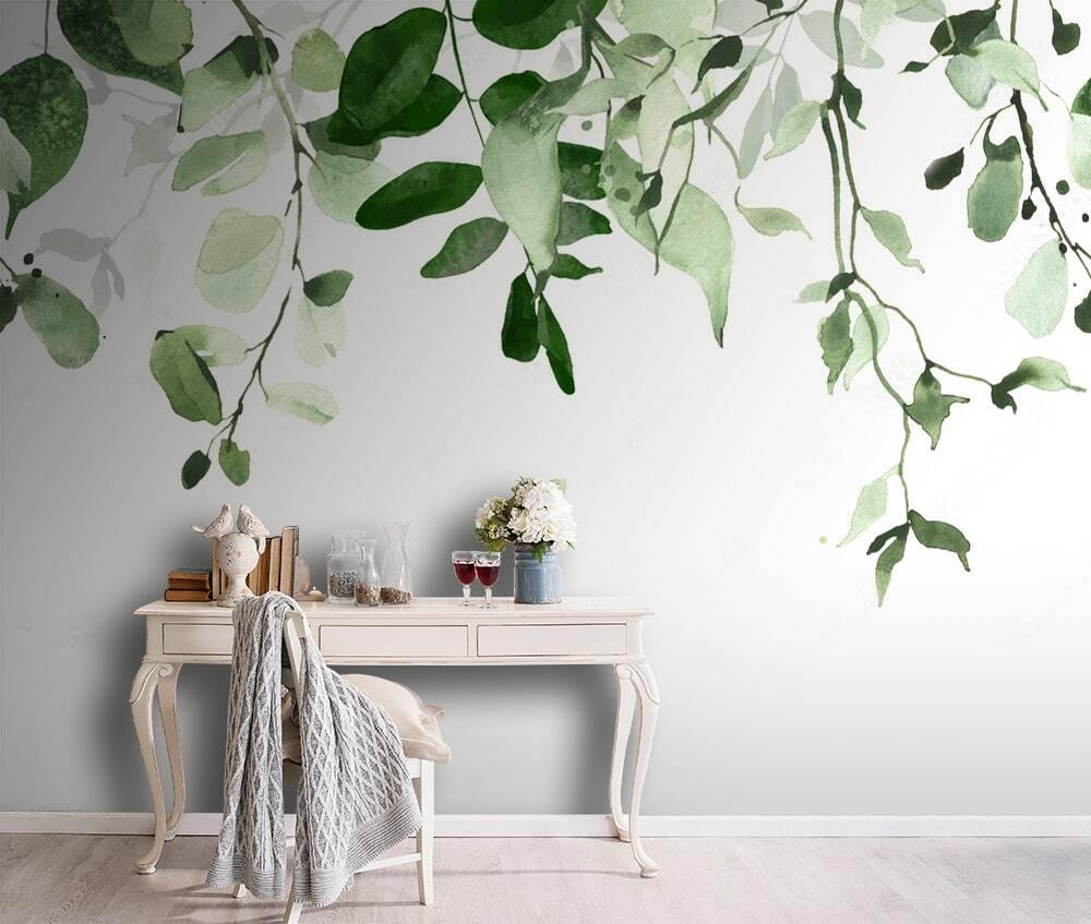 Elegant green leaves background design