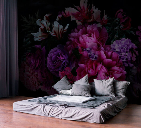 Group of flowers on a black background