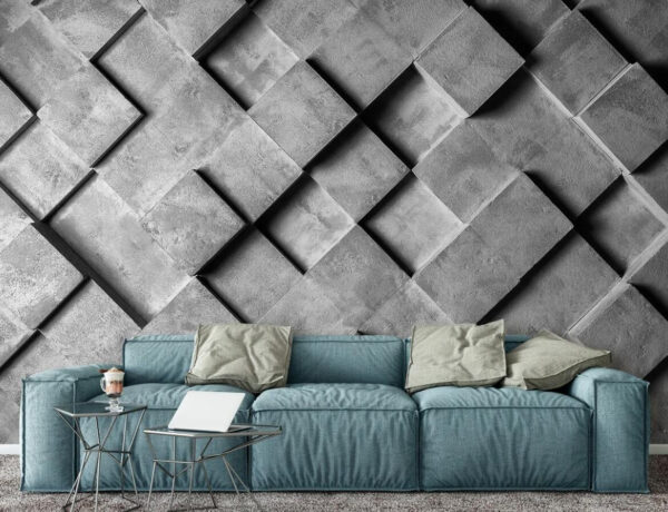 Grey and white wall with squares