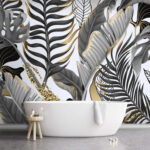 Fototapeta Wzór liści i kwiatów