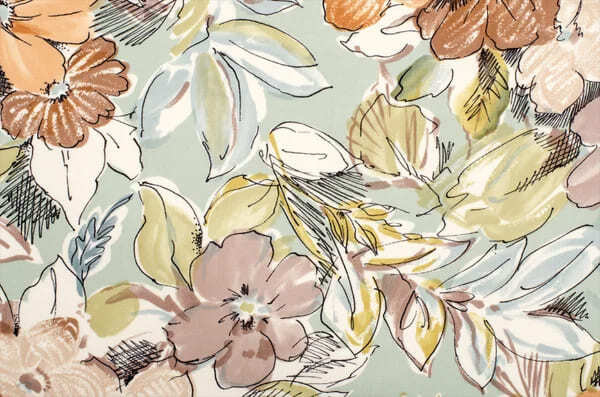 Botaniczne wzory w delikatnych pastelowych odcieniach.