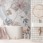 Fototapeta Kwiatowy wzór z czarno-białymi kwiatami