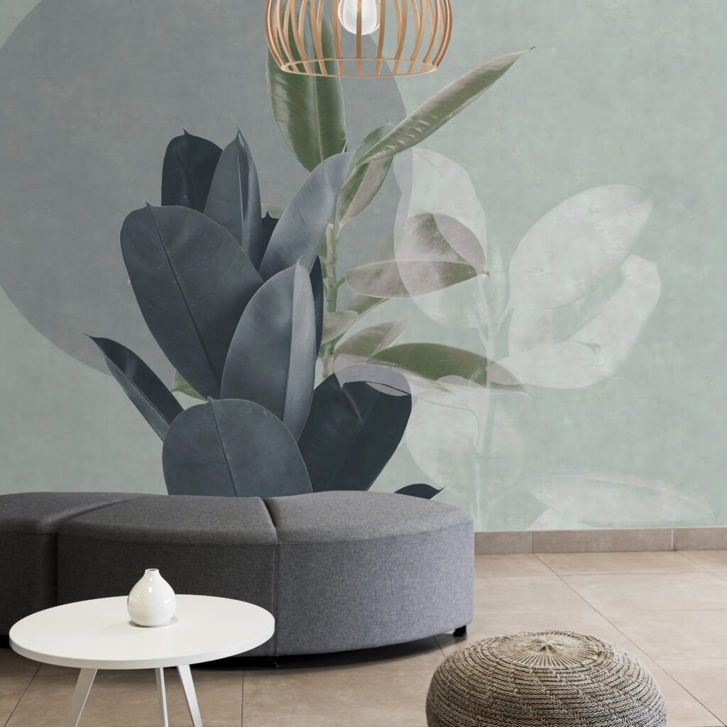 Elegant leaves on a pastel backdrop