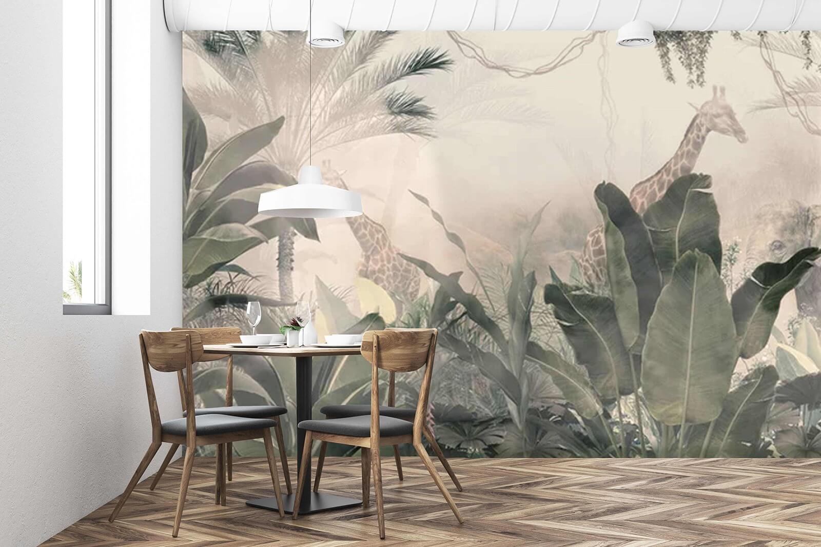 u71250piq1m - Żyrafy w lesie z drzewami i roślinami - tegory