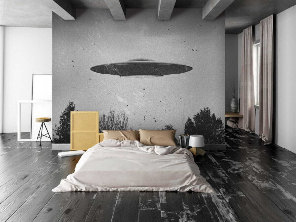 Ufo przelatujące nad drzewami Ufo przelatujące nad drzewami