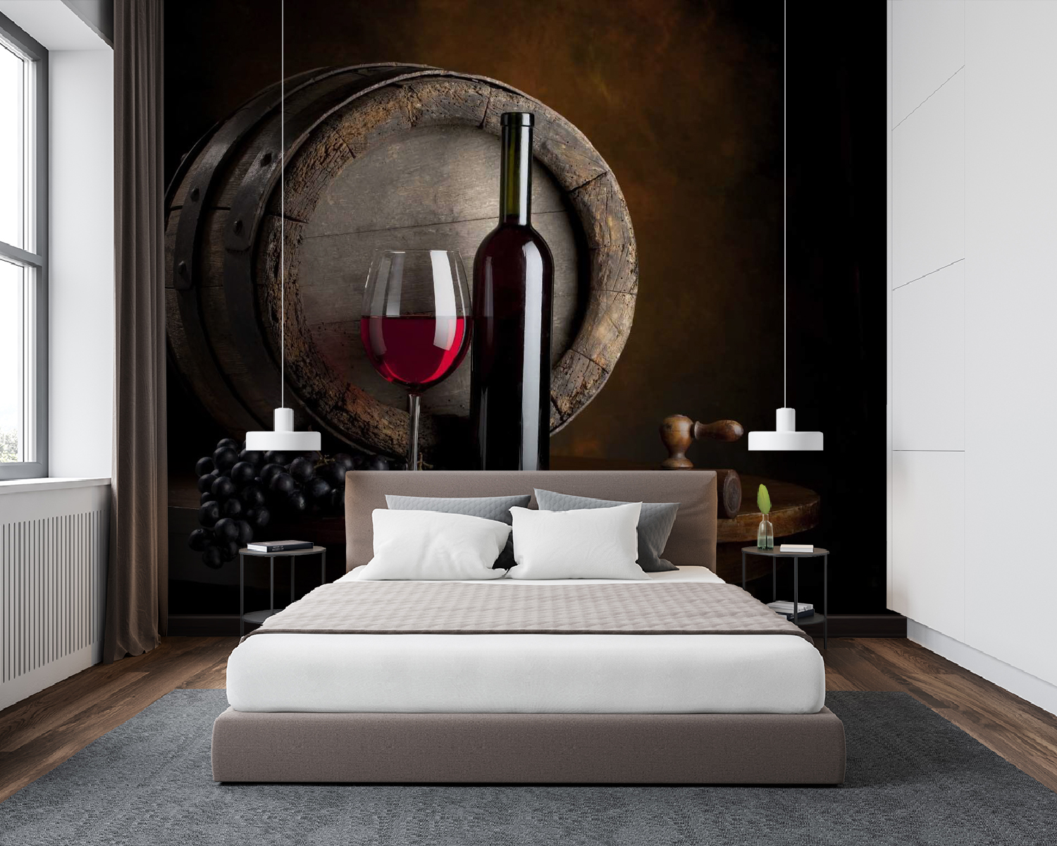 u65206pib94m - Butelka wina i kieliszek na stole - tegory