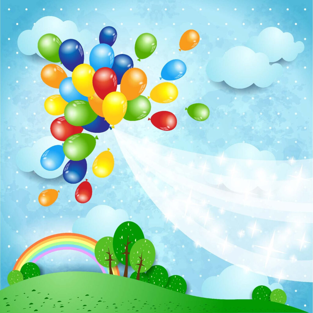 Kolorowe balony latające po niebie Kolorowe balony latające po niebie