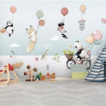 Fototapeta Kreskówka zwierząt na rowerze