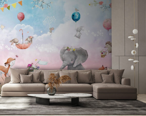 Fototapeta ścienna ze zwierzętami i balonami u59964pig58 600x480 - Fototapeta ścienna ze zwierzętami i balonami - tegory