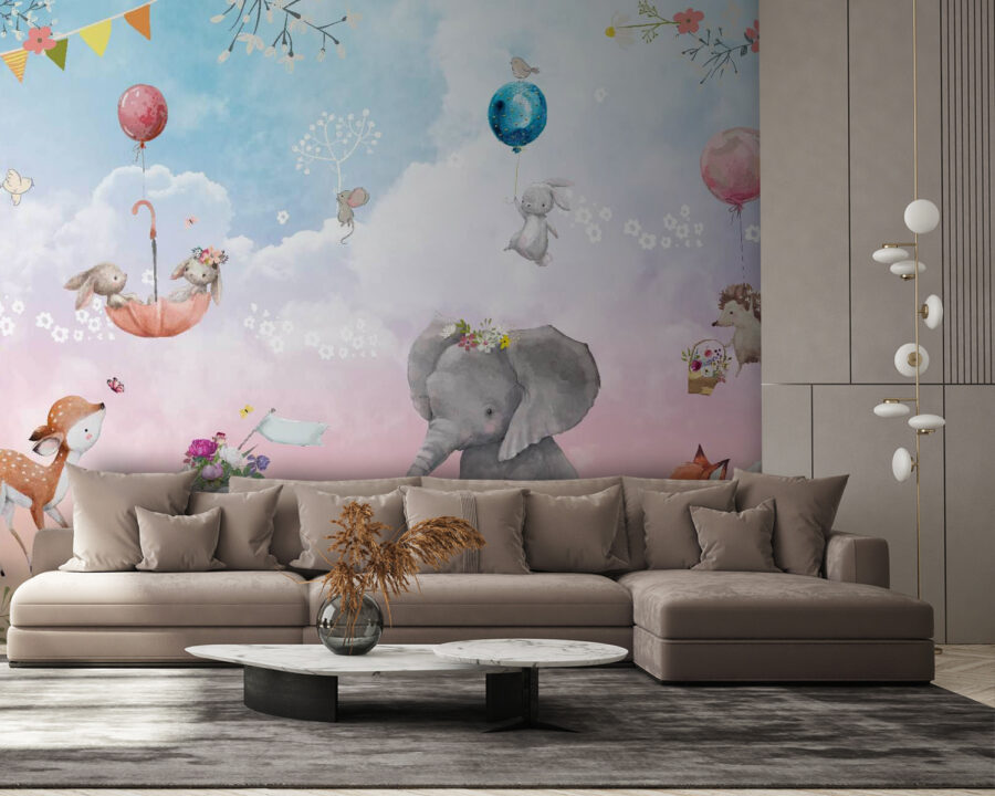 Fototapeta ścienna ze zwierzętami i balonami u59964pig58 900x720 - Fototapeta ścienna ze zwierzętami i balonami - tegory