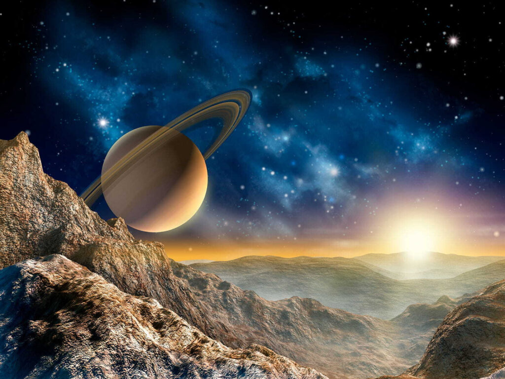 Planeta z pierścieniami na niebie Planeta z pierścieniami na niebie