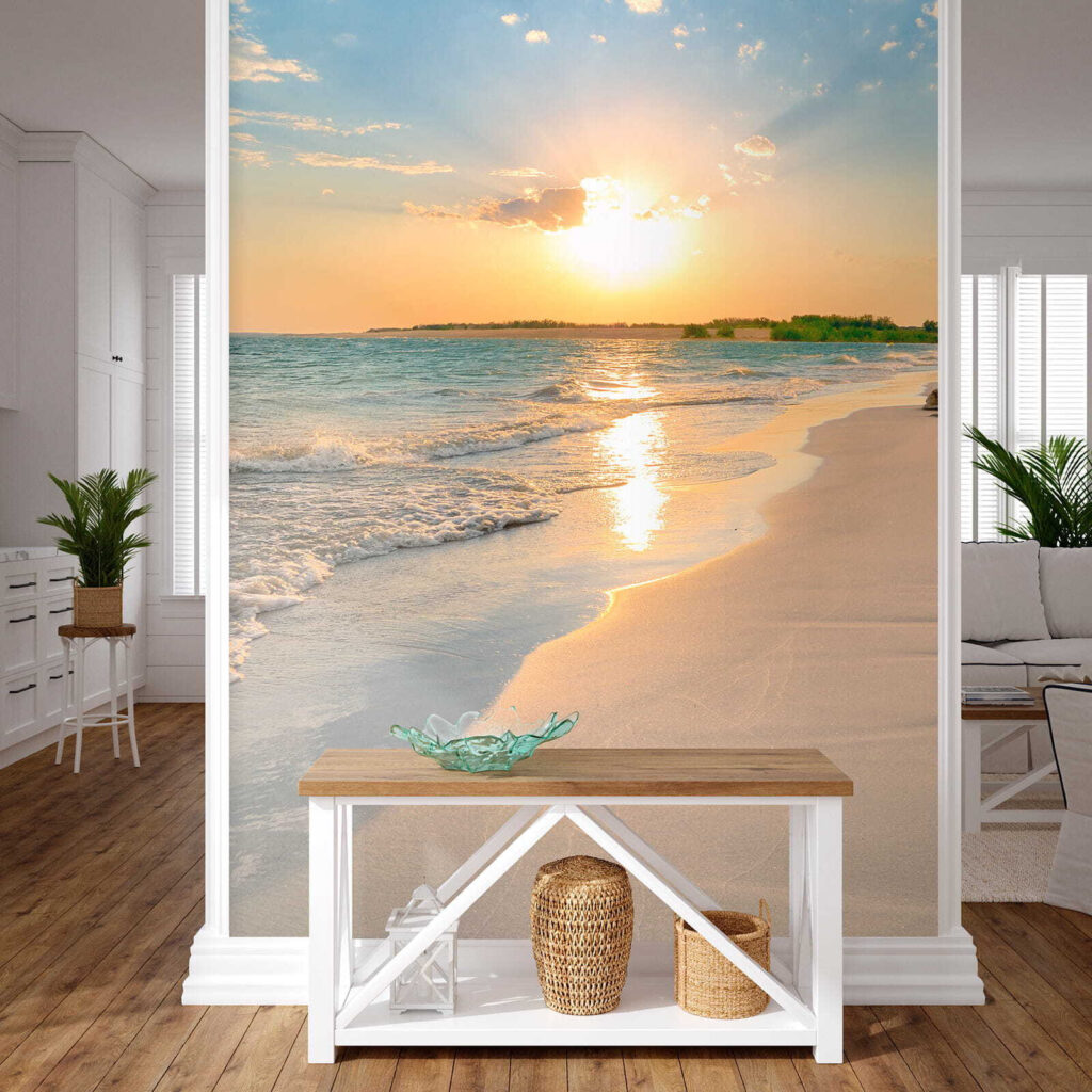 Plaża z falami i zachodem słońca u53408pih5 1024x1024 - Plaża z falami i zachodem słońca