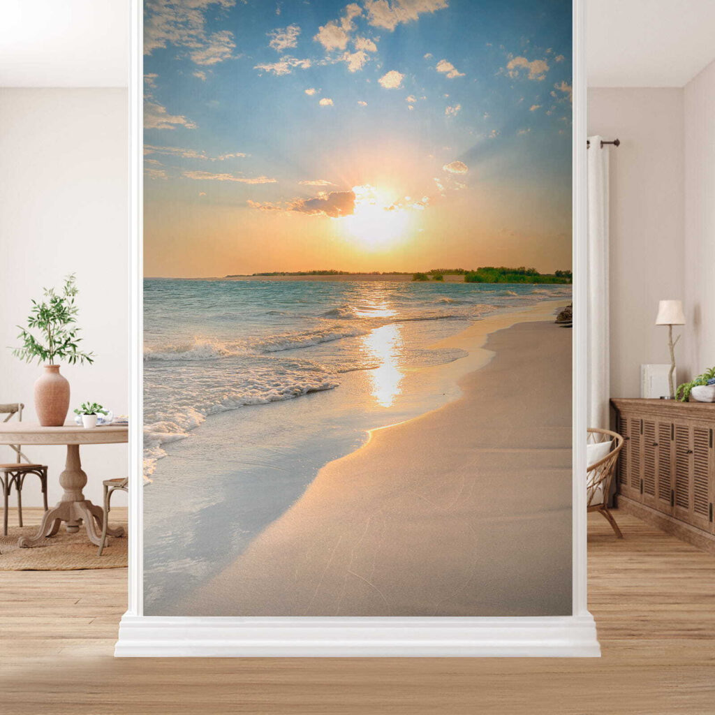 Plaża z falami i zachodem słońca u53408pih3m 1024x1024 - Plaża z falami i zachodem słońca