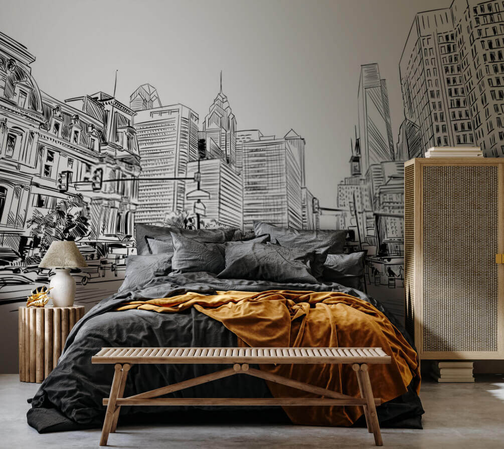 Drawing of a city street Drawing of a city street