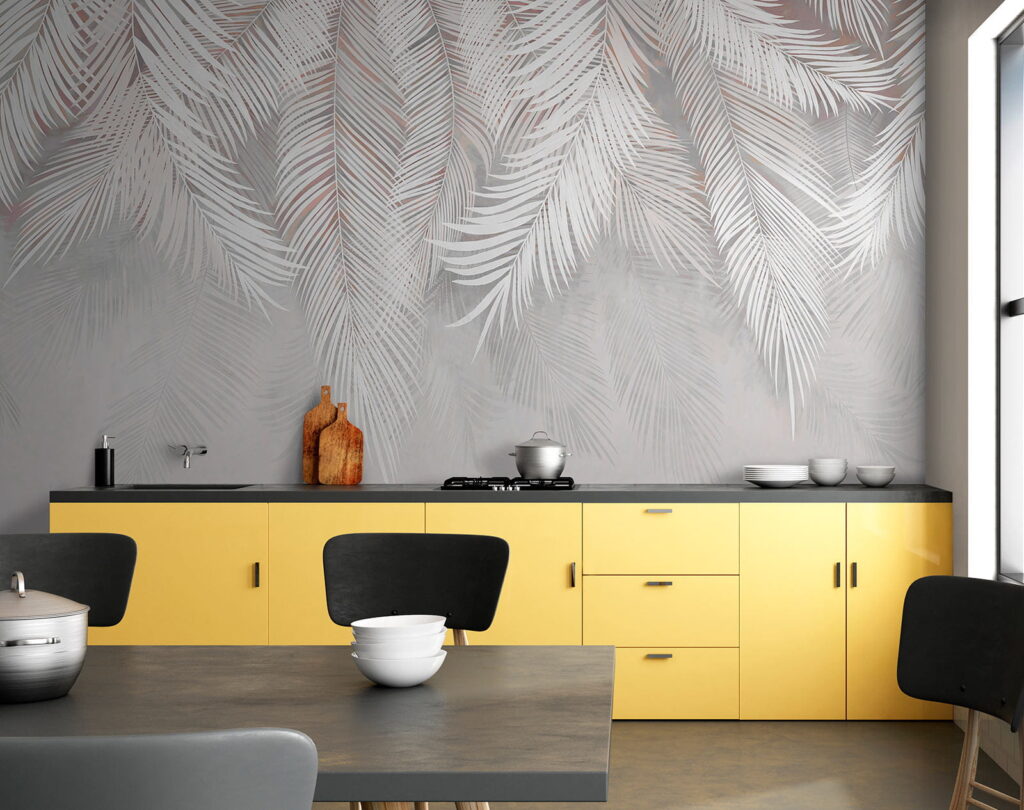 White leaves on a gray background