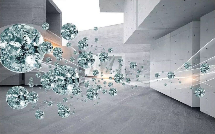 Duży klaster diamentów w pomieszczeniu