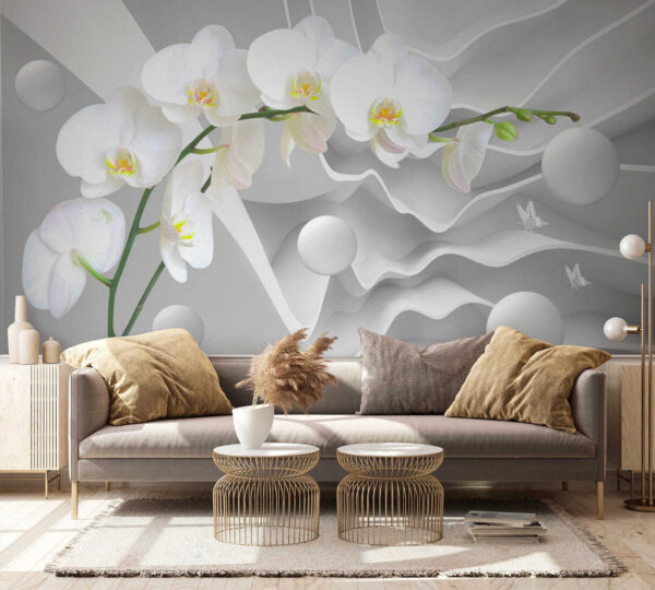 Białe orchidee i białe kule Białe orchidee i białe kule