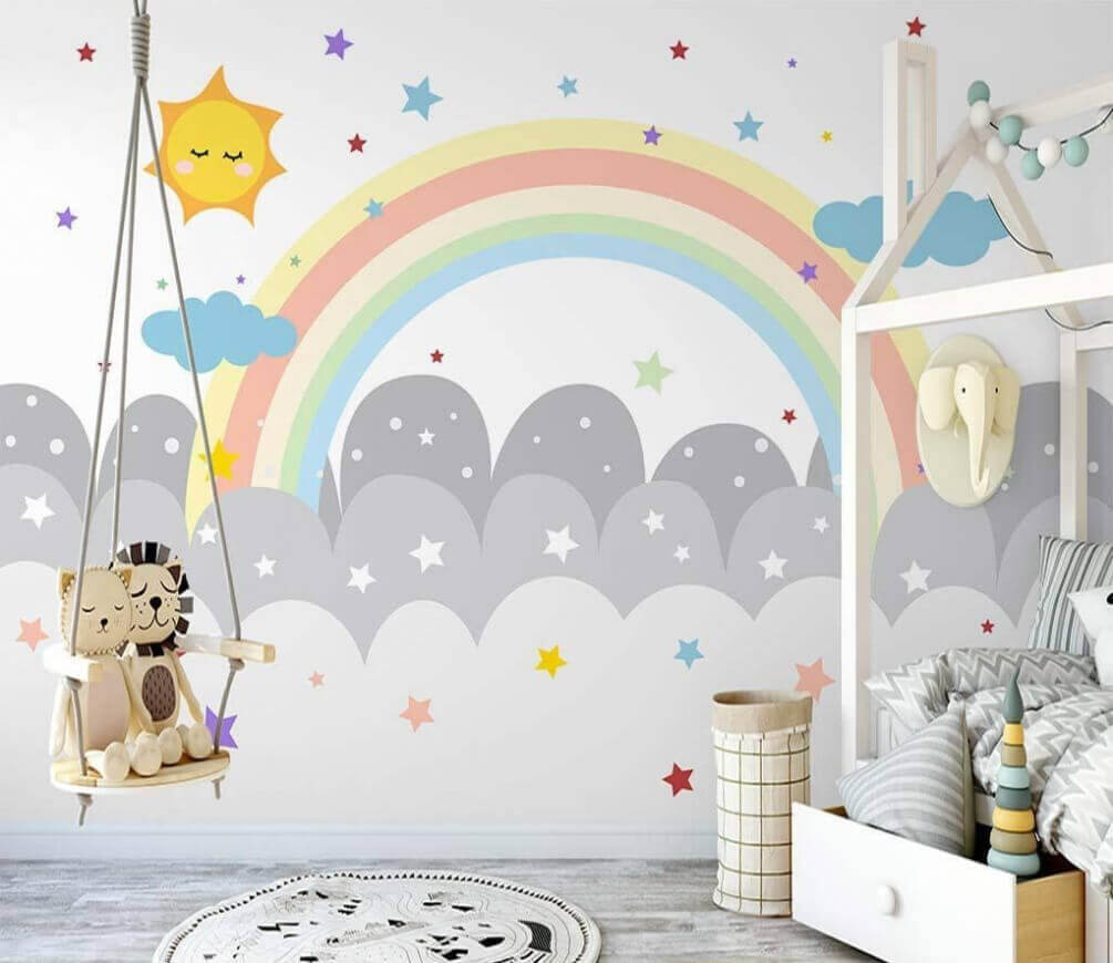 u47681pir1m - Tęcza i chmury ze słońcem i gwiazdami - tegory