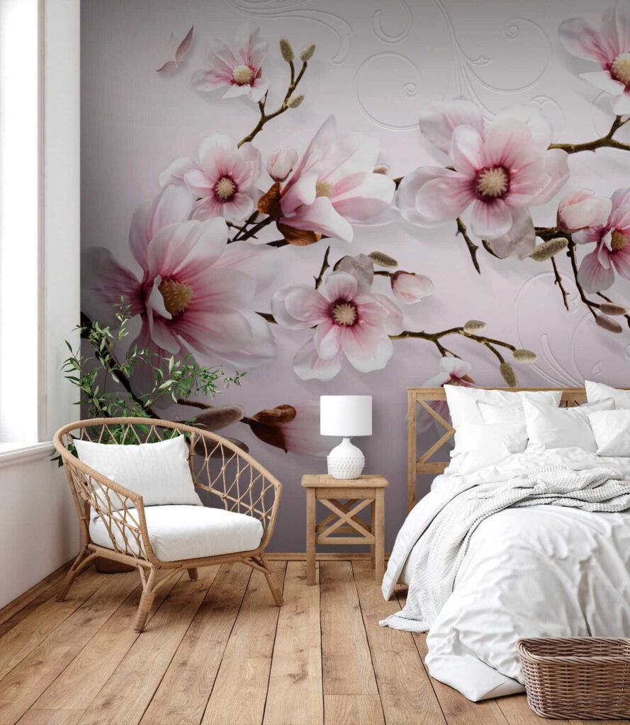 Delicate blossoms on soft pink backdrop