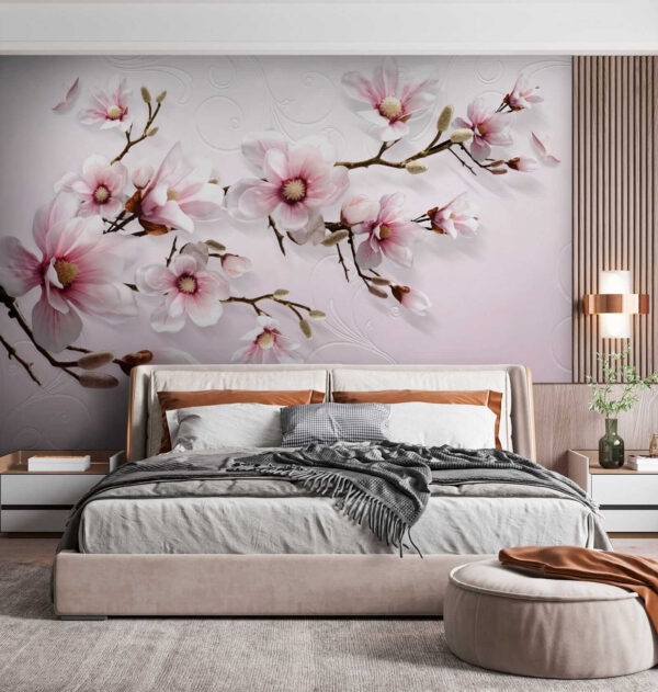 Delicate blossoms on soft pink backdrop Delicate blossoms on soft pink backdrop