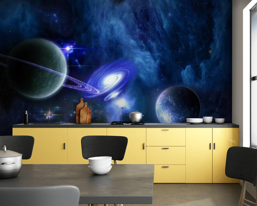 Planety w kosmosie z planetami i gwiazdami
