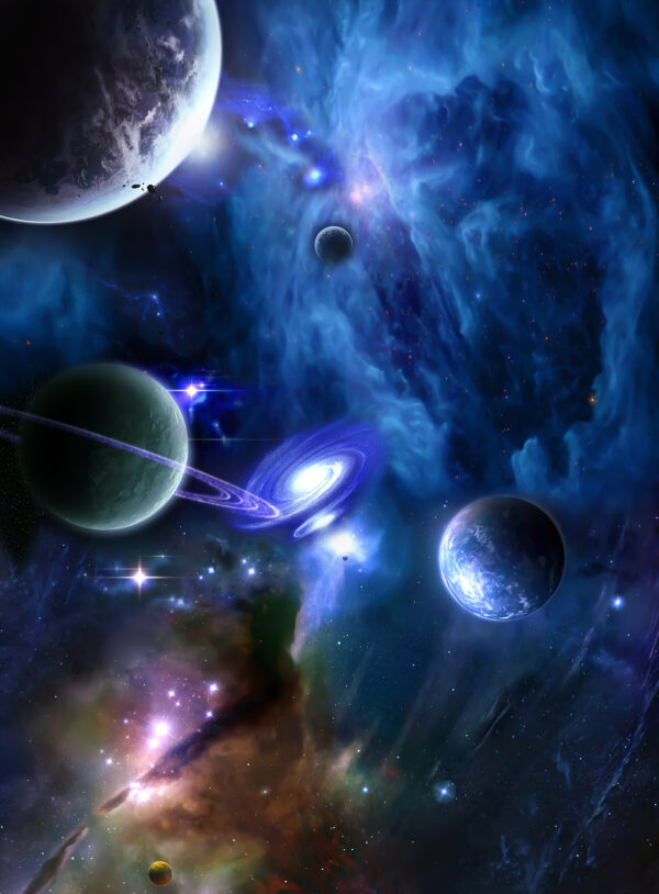 Planety w kosmosie z planetami i gwiazdami Planety w kosmosie z planetami i gwiazdami