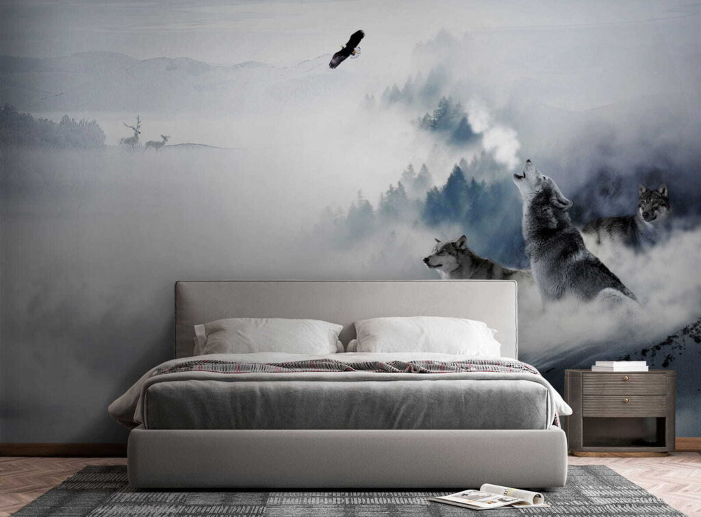 Wolf howling in the snow Wolf howling in the snow