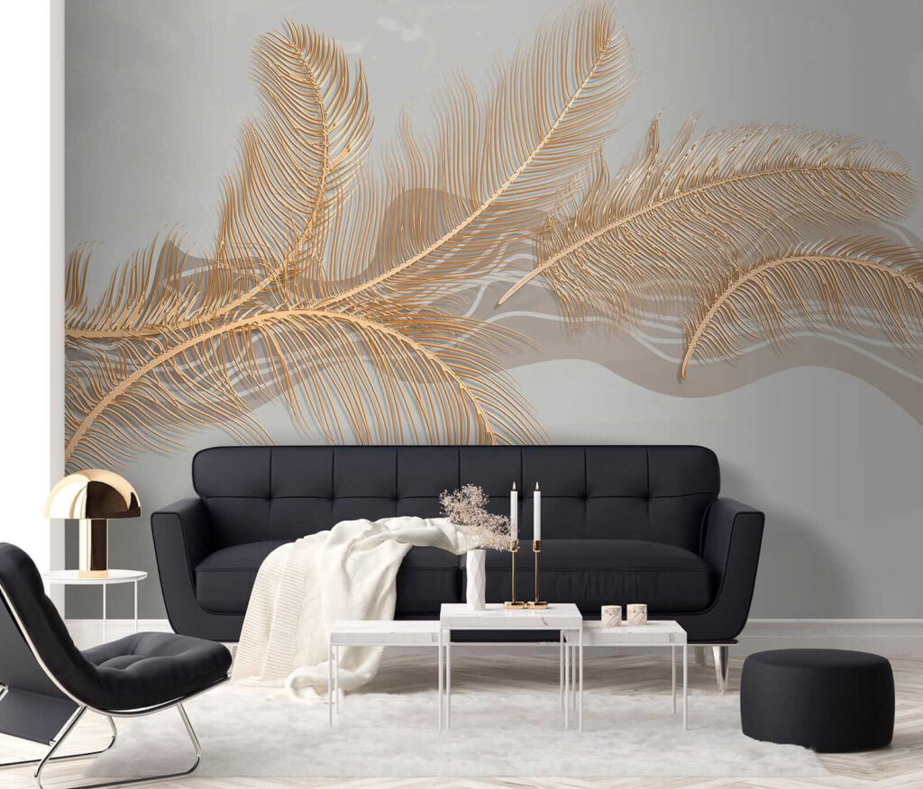 Elegant metallic feather illustration