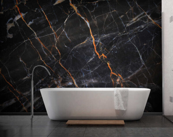Black marble with fiery orange veins