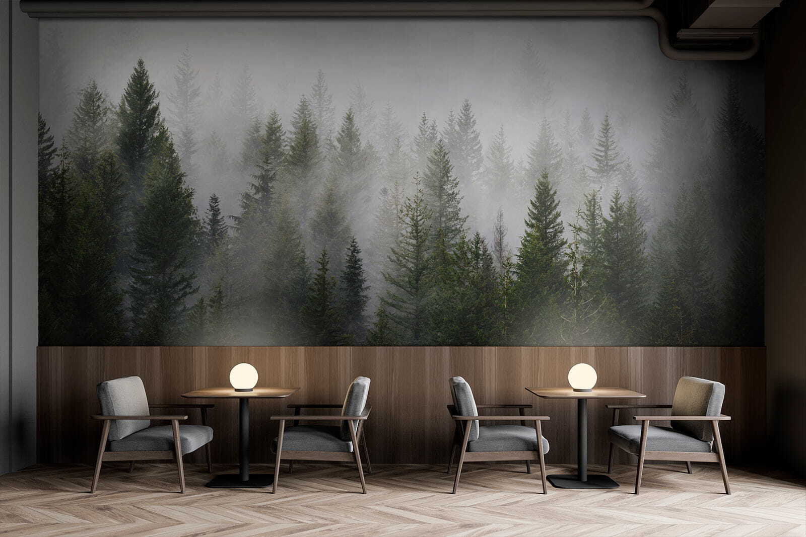 Group of trees in the fog