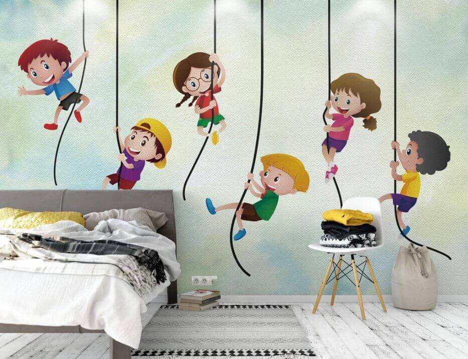 Grupa dzieci wspinających się po linach u32016pir1m - Grupa dzieci wspinających się po linach - tegory