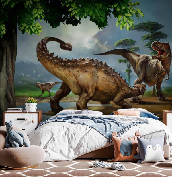Malowanie dinozaurów w pobliżu rzeki Malowanie dinozaurów w pobliżu rzeki