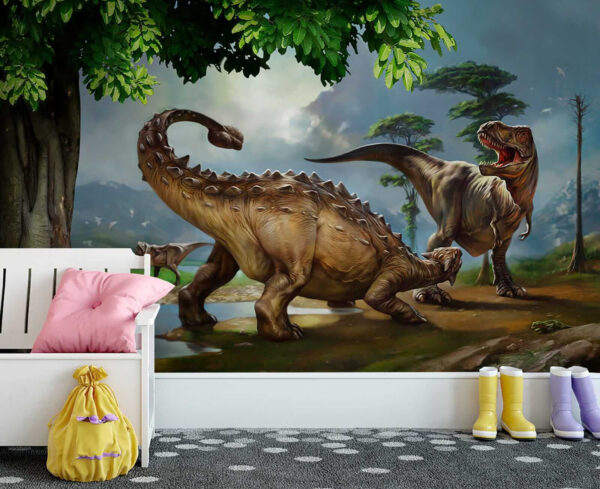 Malowanie dinozaurów w pobliżu rzeki Malowanie dinozaurów w pobliżu rzeki