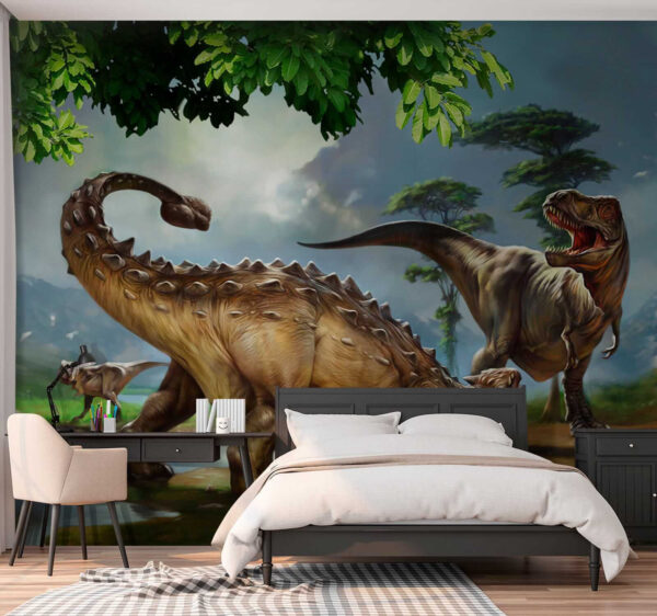 Malowanie dinozaurów w pobliżu rzeki Malowanie dinozaurów w pobliżu rzeki