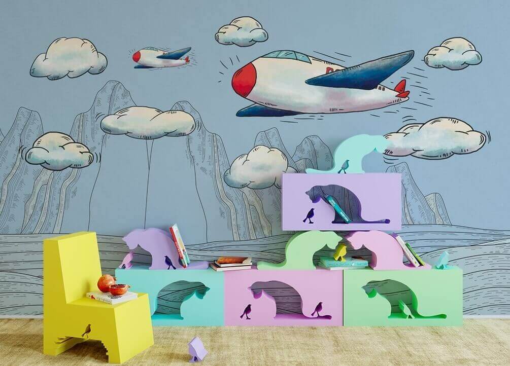 u28105pir2 - Kreskówka samolotów lecących nad górami - tegory