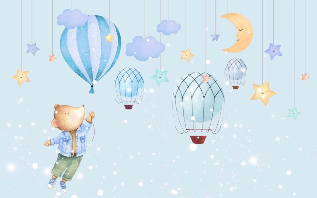 Miś z kreskówki trzymający balon Miś z kreskówki trzymający balon
