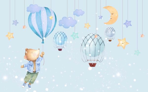Miś z kreskówki trzymający balon Miś z kreskówki trzymający balon