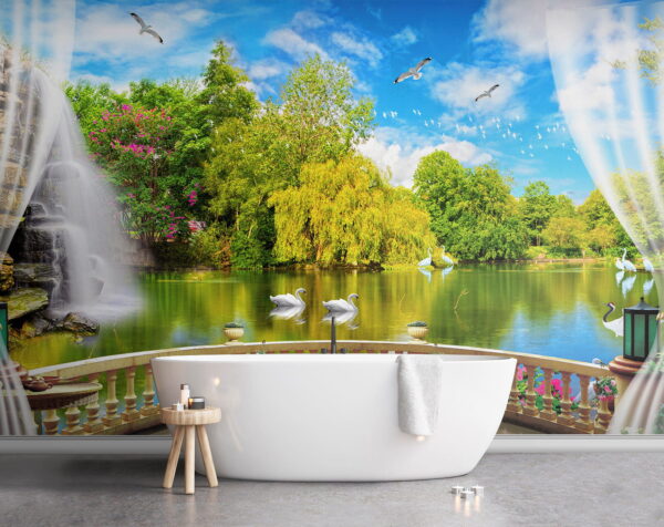 u18753pit1 600x476 - Widok na staw z ptakami i drzewami - tegory