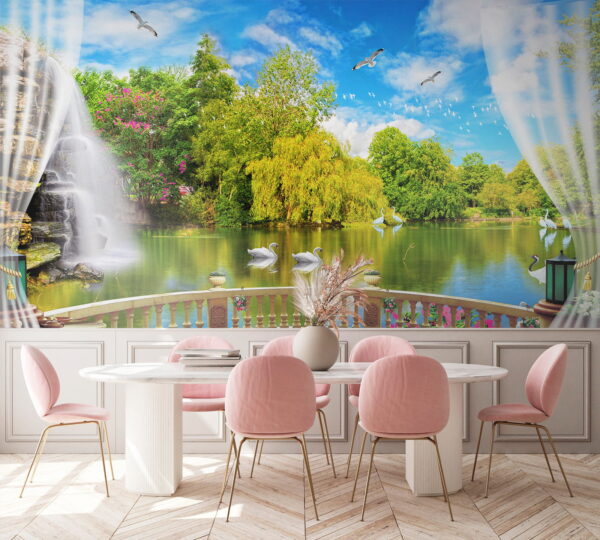 u18753pik1 600x540 - Widok na staw z ptakami i drzewami - tegory