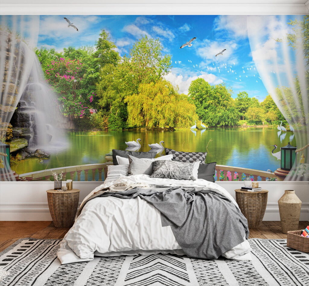 u18753pib1 1024x948 - Widok na staw z ptakami i drzewami - tegory