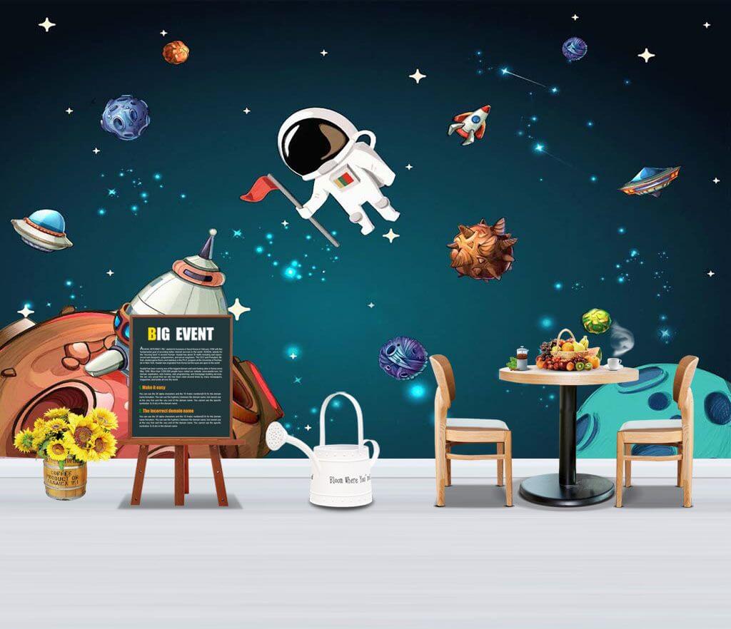 Kreskówkowa scena kosmiczna z planetami i gwiazdami u13898pir1m - Kreskówkowa scena kosmiczna z planetami i gwiazdami - tegory