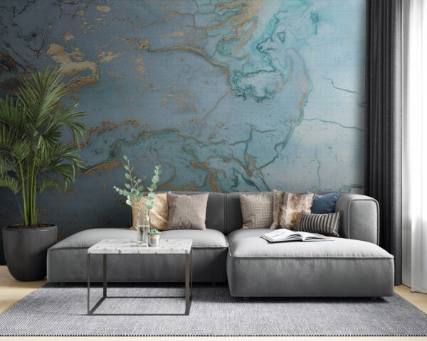Elegancka abstrakcyjna sztuka Aqua i metaliczna Elegancka abstrakcyjna sztuka Aqua i metaliczna